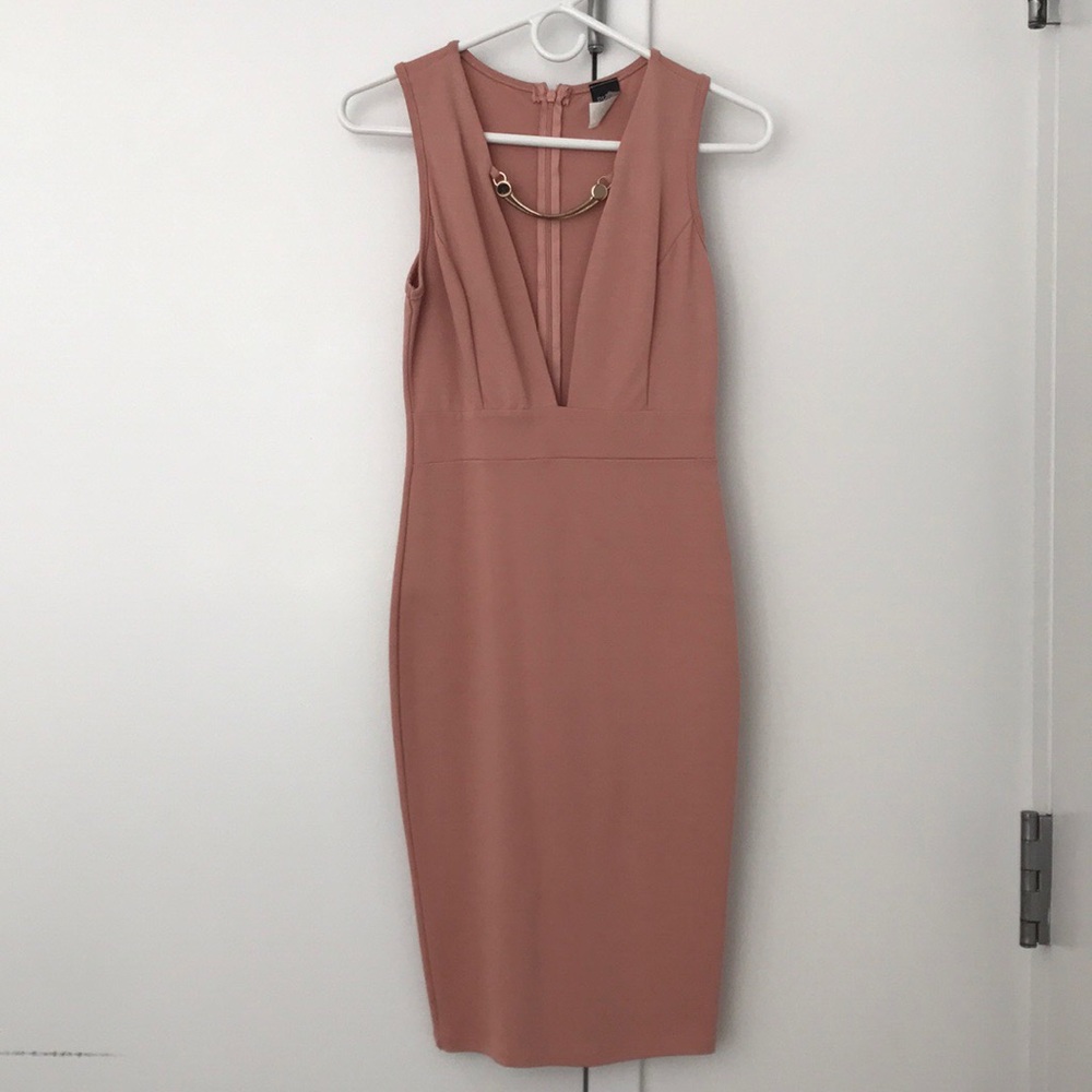 Privy Dusty Rose V-Neck Midi Dress